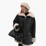 Women's Winter Jacket with Wide Collar and Zipper
