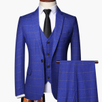 3-piece Suit for Men with Vest and Blazer – Check Pattern