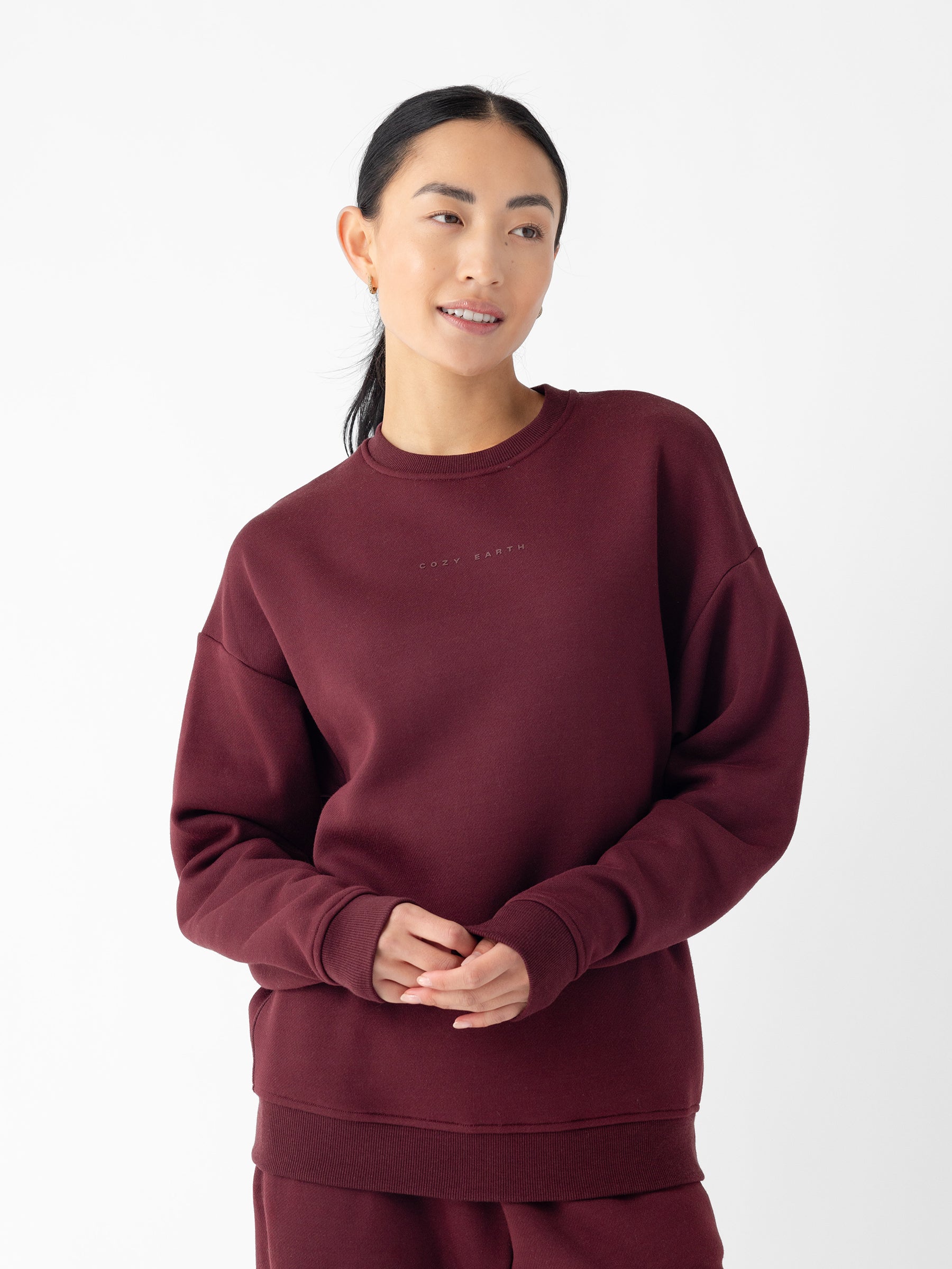 1_Burgundy_Cityscapecrewneck.jpg Women's Cityscape Crewneck - Last Chance - Image 1