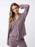 Women's Bamboo Rib-Knit Classic Long Sleeve Pajama Top - Last Chance - Image 14