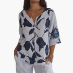 Women's Floral Print Blouse – Summer V-Neck Top