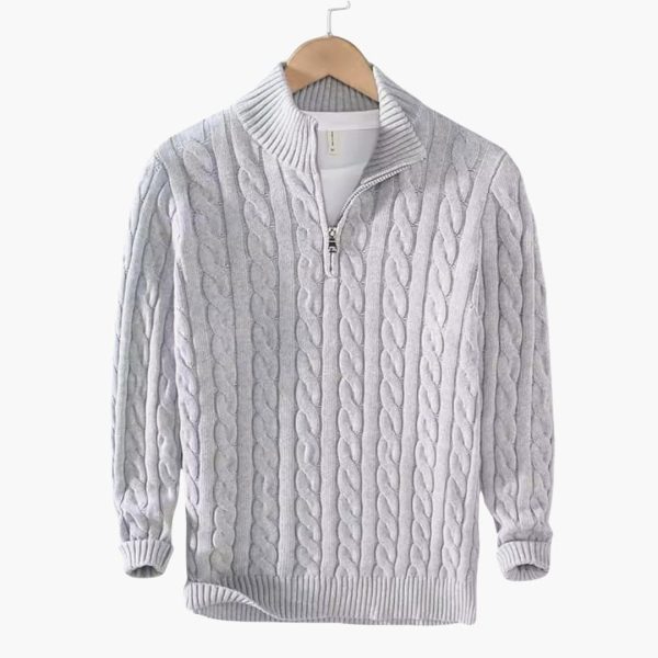 Knitted Sweater for Men - Elegant Half Zip Sweater