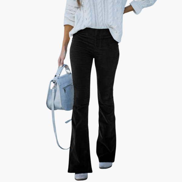 Women's Corduroy Flared Pants - High Waist Vintage Style
