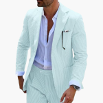 Men's Summer Suit Two-Piece with Pinstripes and Slim Fit