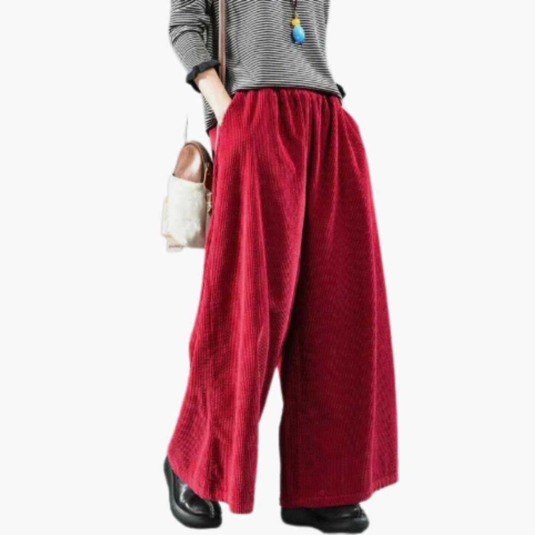 1_a6a4a836-42c4-432f-8cfe-baae6d20dfa2.png Women's Corduroy Trousers with Button Closure and Straight Leg - Image 1