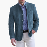 Men's Jacket with Button Closure and Textured Surface