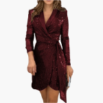 Sequin Wrap Dress for Women – Festive & Elegant