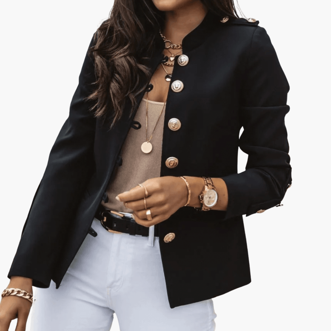 1_bfb62abd-54ff-493f-a3b2-87ad848dac57.png Women's Short Autumn Jacket with Button Closure and Pockets - Image 1