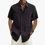 Men's Short Sleeve Shirt – Linen Button-Up Shirt for Summer