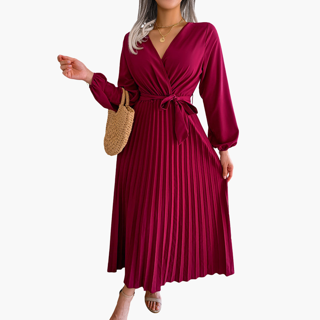 1_c3c2f2de-7b6b-42b7-b11f-8682c7878983.png Elegant Maxi Dress with Long Sleeves for Women - Pleated Design - Image 1