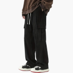 Men's Corduroy Pants with Elastic Waistband and Side Pockets