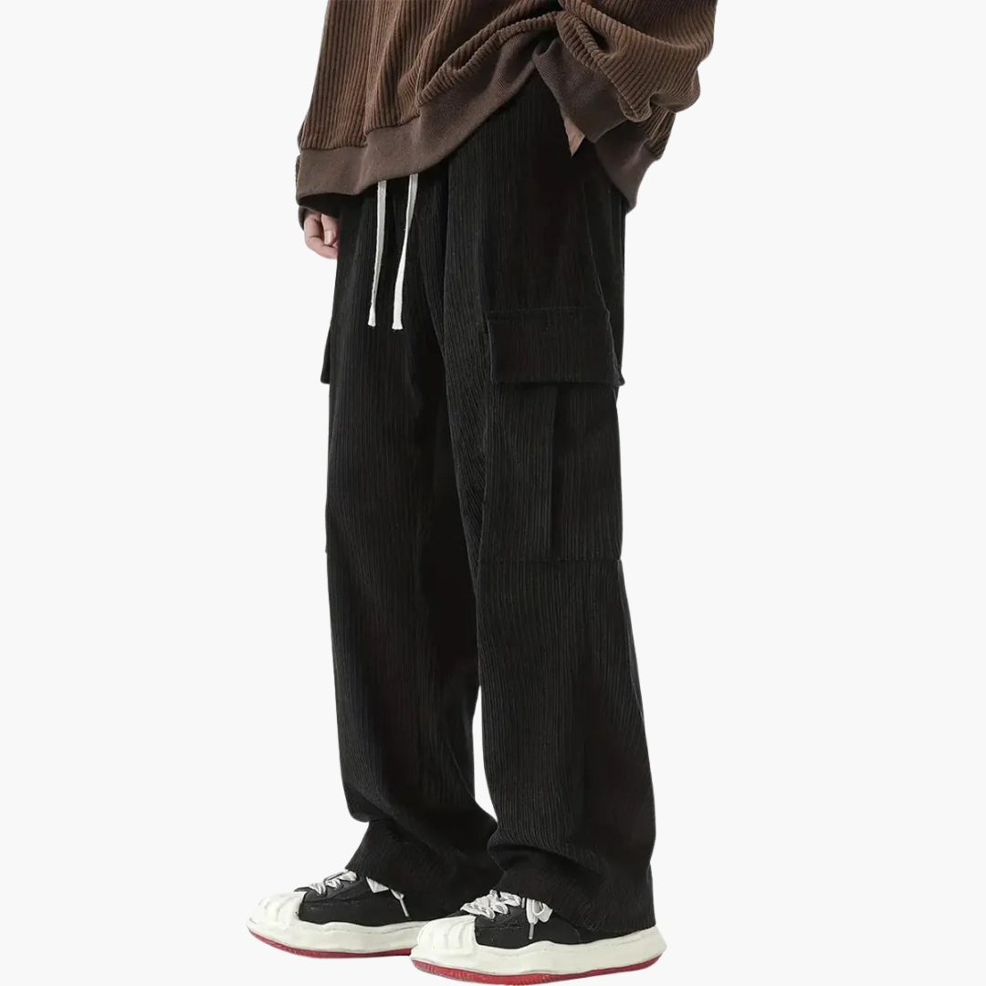 1_c6be7ef0-cf98-4a8f-8065-97f61e19dcfa.png Men's Corduroy Pants with Elastic Waistband and Side Pockets - Image 1