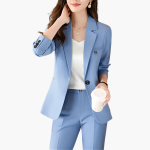 Blazer Set for Women with Lapel and Button Placket in Front