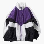 Men's Bomber Jacket with Zipper and Color Block Design