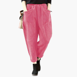 Women's Cord Pants with Wide Legs and Pockets