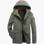 Men's Parka Jacket with Adjustable Hood and Fleece Lining - Image 2