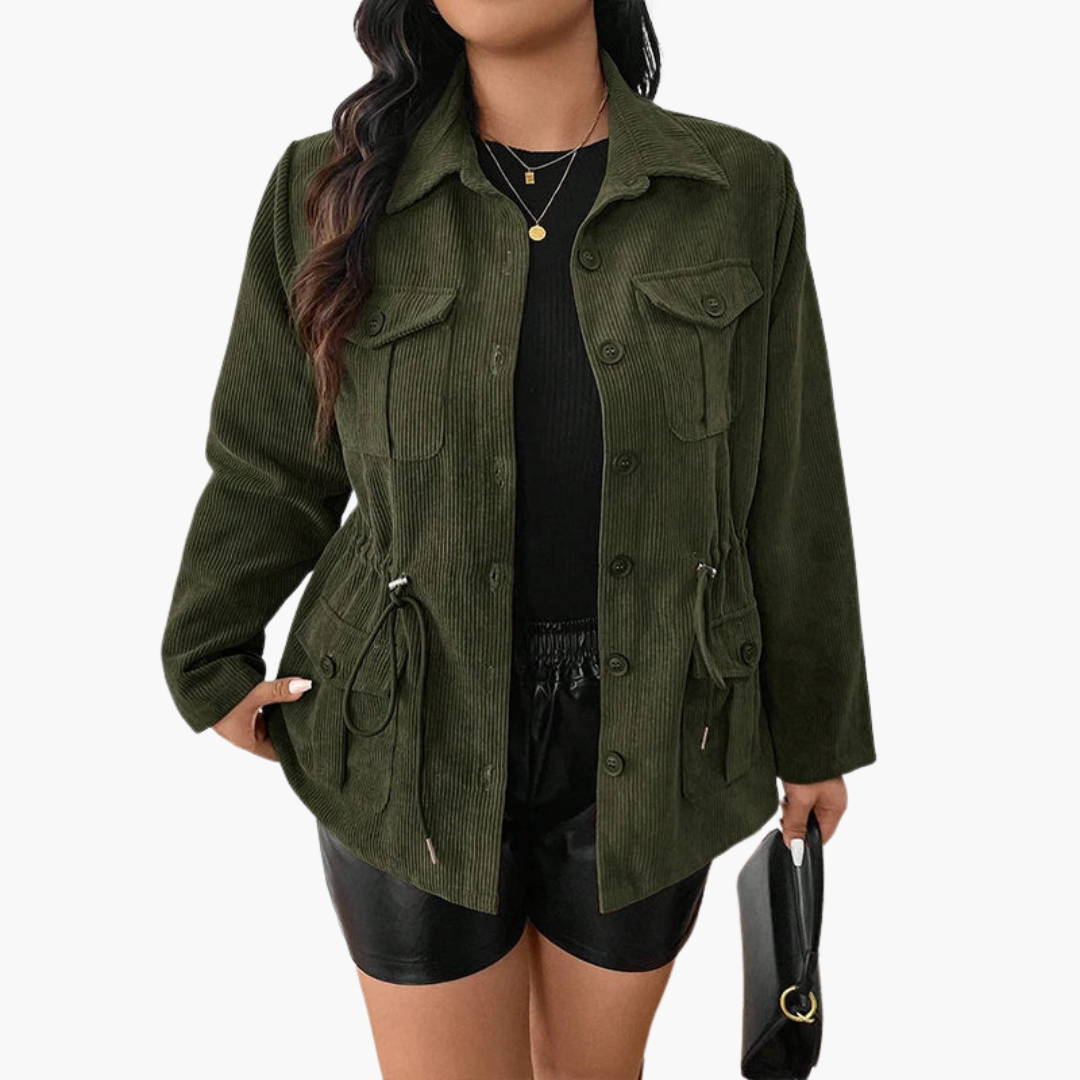 1_e9467e20-c609-402c-82c3-54eb25ac15a8.png Women's Cord Jacket with Waist Drawstring - Image 1