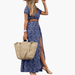 Paisley Summer Maxi Dress with Belt for Women