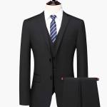 Three-Piece Men's Suit with Jacket, Vest, and Trousers