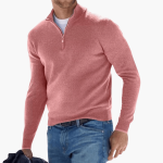 Men’s Sweater with Zip Neck and Textured Knit - Image 2