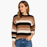 Women's Pullover with Round Neck and Striped Surface - Image 3