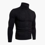 Men's Pullover with Turtleneck and Cable Knit Pattern - Image 4