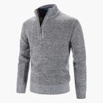 Men's pullover with half-zip and textured surface, warm - Image 3