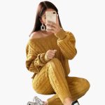 Women's Knitting Set with Long Sleeves and Elastic Waistband - Image 2