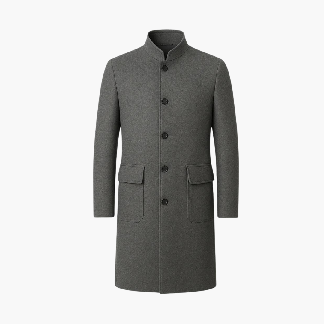 2.png Men’s Grey Long Coat with Tailored Fit and Elegant Silhouette - Image 1