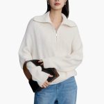 Women's Sweater with Zip Neck and Ribbed Surface - Image 18