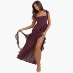 Ruffled Summer Dress for Women – Maxi Dress with High Slit - Image 21