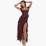 Ruffled Summer Dress for Women – Maxi Dress with High Slit - Image 22