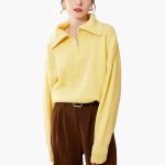 Women's Sweater with Zip Neck and Ribbed Surface - Image 17