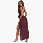Ruffled Summer Dress for Women – Maxi Dress with High Slit - Image 23
