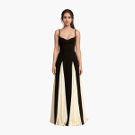 Colorblock Maxi Dress for Women – Elegant with Heart Neckline - Image 2