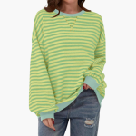 Women's Striped Oversized Sweatshirt – Casual Long Sleeve Pullover - Image 5
