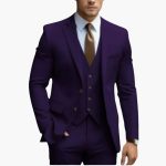 Three-Piece Men's Suit with Notched Lapels and Slim Fit Pants - Image 5