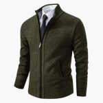 Men’s Knit Jacket with Zipper and Ribbed Collar - Image 5