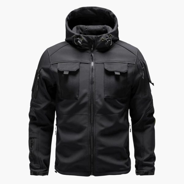 Men's Zip-Up Hooded Jacket with Multiple Pockets