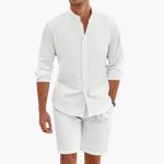 Men's Summer Two-Piece Linen Blend with Shirt and Shorts