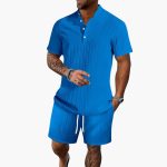 Men's Summer Set with Polo Shirt and Ribbed Shorts