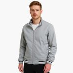 Men's Bomber Jacket with Zipper and Striped Hem - Image 9