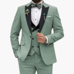 Men's Three-Piece Suit with Slim Fit and Contrast Lapels - Image 14