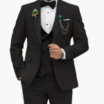 Men's Three-Piece Suit with Slim Fit and Contrast Lapels - Image 4