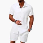 Men's Two-Piece Set Made of Cotton Blend with Jacquard Structure