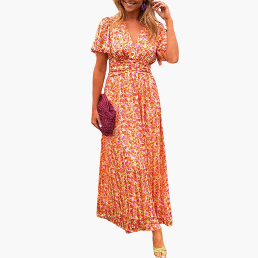 2_1_44568013-a024-4989-b6aa-fc3435d7501b.jpg Floral Wrap Maxi Dress - for Women with V-Neck - Image 1