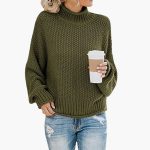 Women's sweater with high neckline and ribbed hem - Image 6