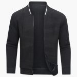 Men's Pullover with Zipper and Ribbed Structure
