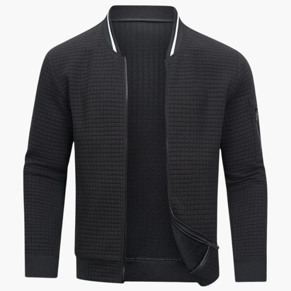 Men's Pullover with Zipper and Ribbed Structure