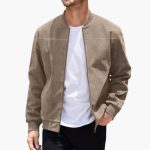 Bomber jacket for men with ribbed collar and zipper - Image 4